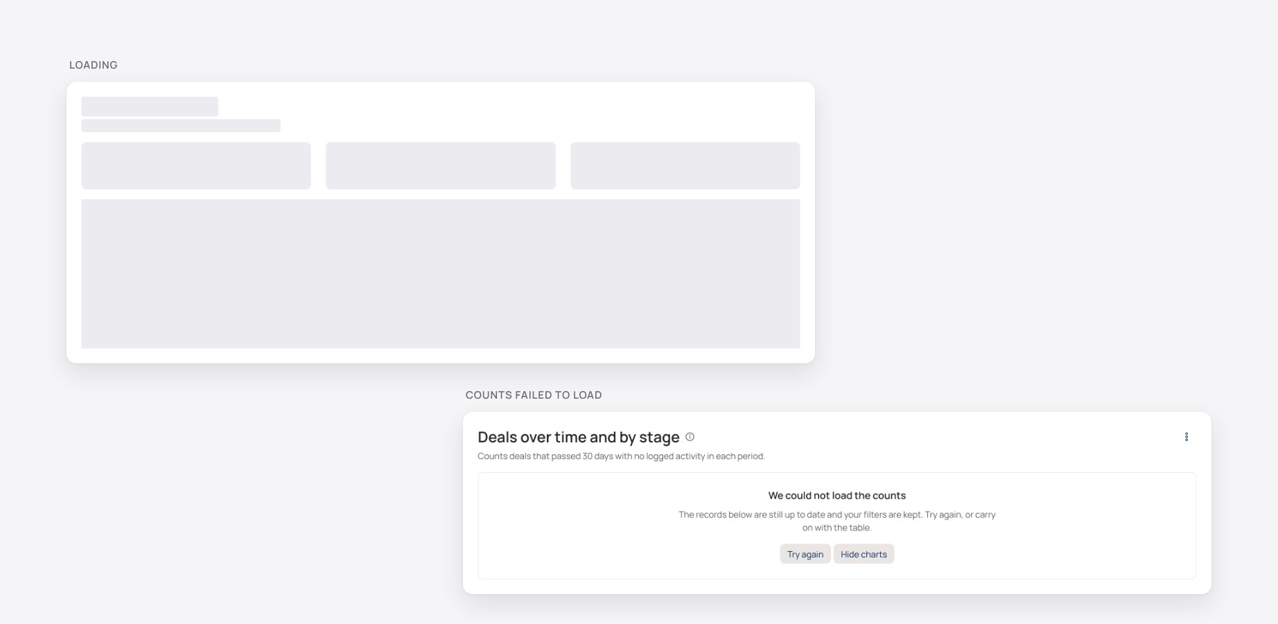 Loading state and error state of the page